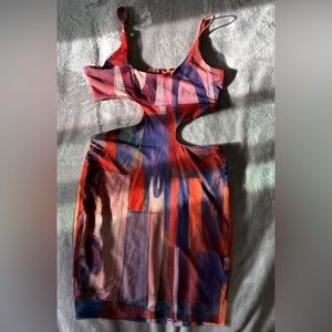 Abstract pattern, mini, cut out dress